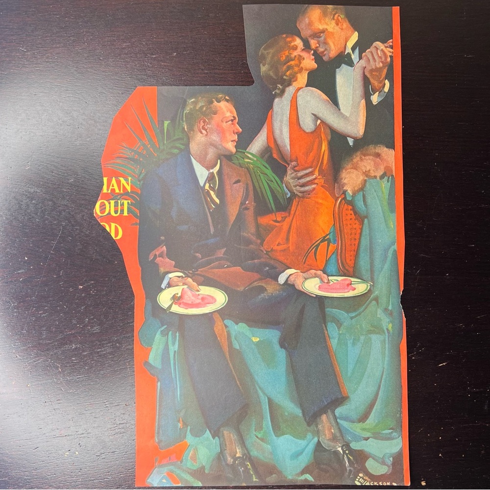 RARE Antique 1920's Magazine Art Cutout – Romantic Trio Illustration, Jackson